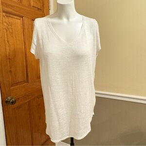 Eileen Fisher Organic Linen Soft White Short Sleeve Tee